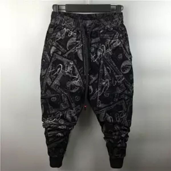 

us dollar print streetwear pants men jogger hip hop harem pants men clothes 2019 joggers trousers casual 28-38, Black