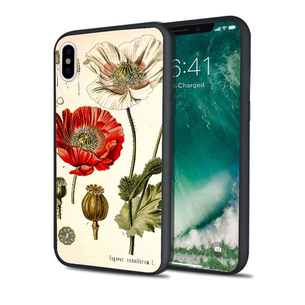 

capa poppy botanical phone case for iphone 11 pro xs max xr 8 7 6s plus 5s se 5 case soft silicone cover.