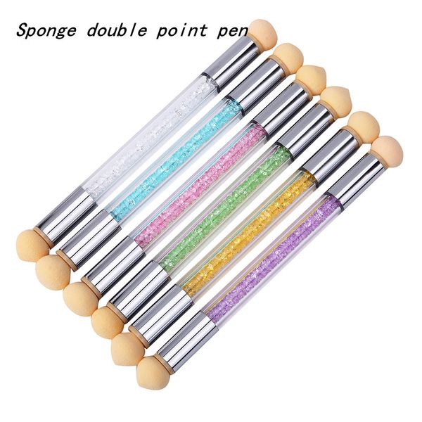 

1 pcs)nail art artistry sponge brush double tip pen double tip sponge spot color pen nail polish gel gradient manicure tool, Silver