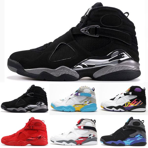 

баскетбол обувь jumpman 8 8s для мужчин день святого валентина аква chrome countdown пакет south beach playoff mens тренер спортивного sneak, Black