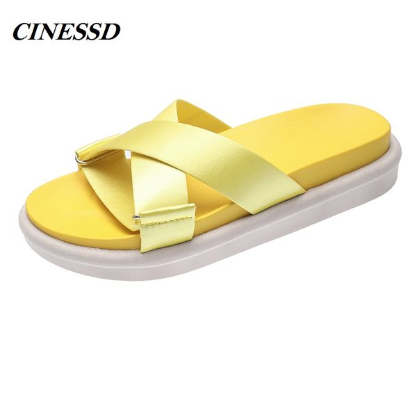 

net red platform sandals female outer wear 2020 summer new wild students lazy flat-bottomed slippers ins-musictide, Black