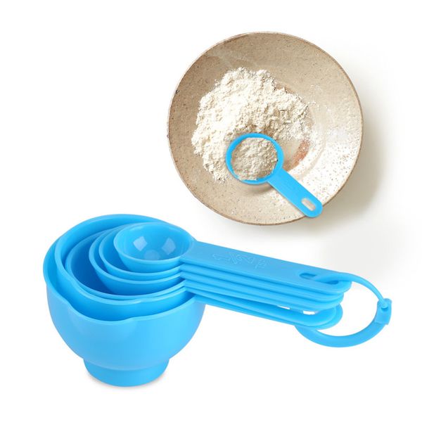 

7 pcs/set blue pink plastic measuring cup kitchen measuring tools spoons sets for kitchen baking coffee graduated spoons