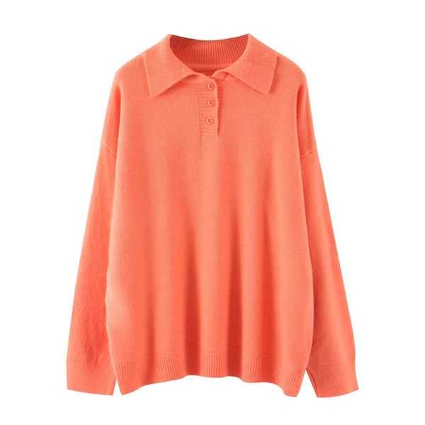 

new casual preppy style turn down collar sweater women autumn loose button knitwear pullovers solid knit jumpers xb9503, White;black