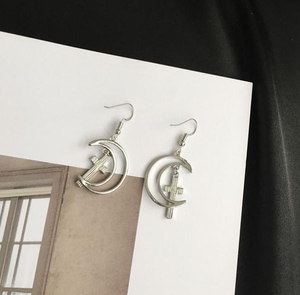 

fashion jewelry women's dangle earrings cross moon charms earrings s133, Silver