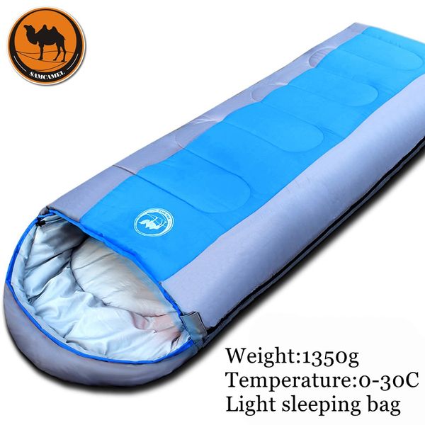 

1.35kg outdoor camping sleeping bag envelope pattern with cap thick filling cotton light easy carry keep warm sleeping bag