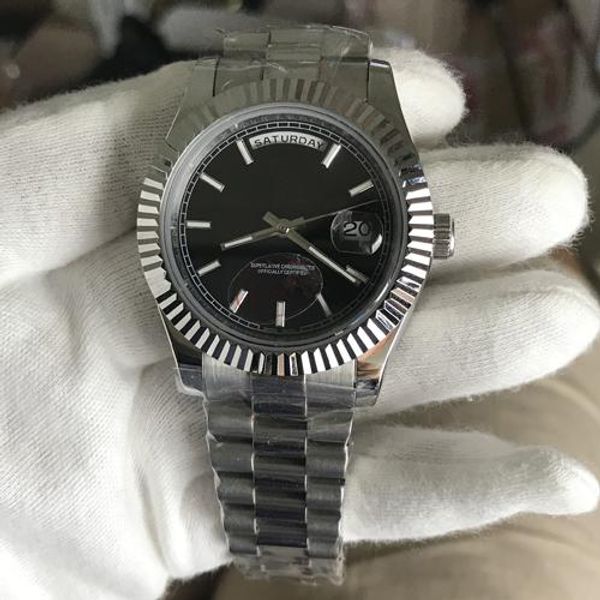 

2020 new fashion president daydate mens watch sapphire glass black dial automatic mechanical movement stainless steel men watches wris, Slivery;brown