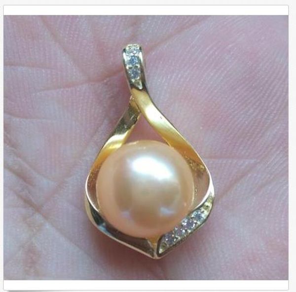 

huge 10-11mm natural south sea genuine gold pearl pendant necklace, Silver