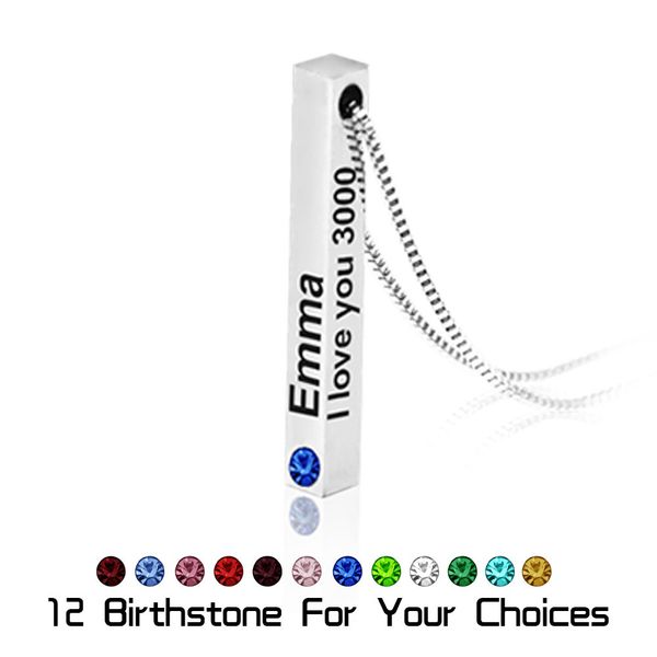 

youling 1pc 12 colorful months birth stone crystal jewelry men women pendant necklace gift, Silver