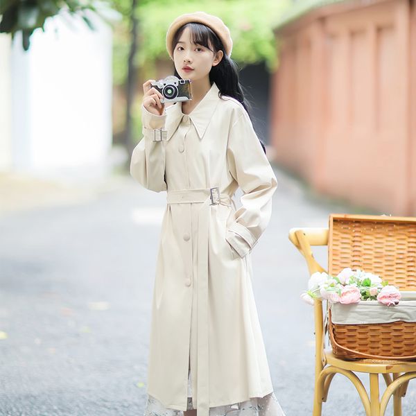 

loose-fitting over-knee coat t006, Tan;black