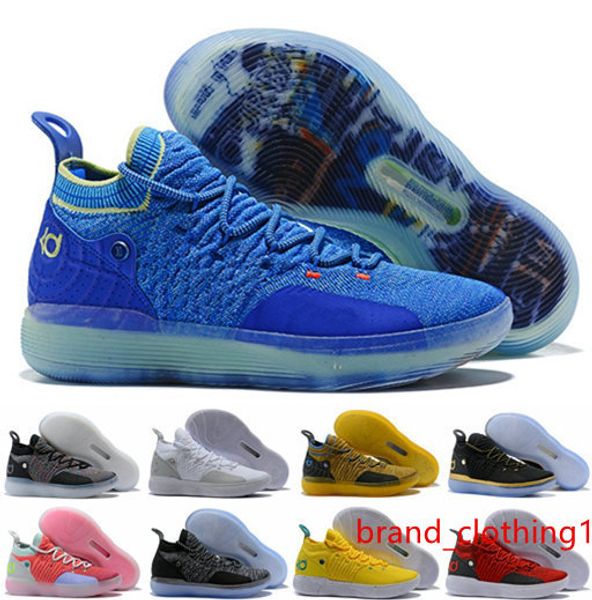 

kd 11 bhm paranoid home chlorine blue grey yellow pink kevin durant xi basketball shoes 11s kd11 men classic sport sneakers 40-46