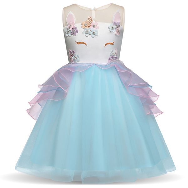 

girl unicorn costume flower pageant princess dresses party dress, Red;yellow