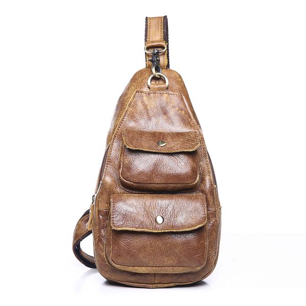 

winsun fashion genuine leather chest bag mens crossbody shoulder bags male messenger bag leather pockets travel bag for male 8395