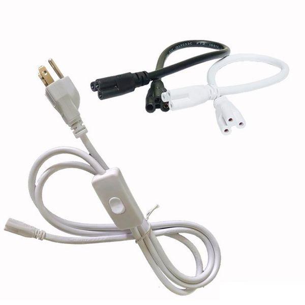 

t8 t5 led connector double end power cords with switch us plug for integrated led tube connector lights in stock