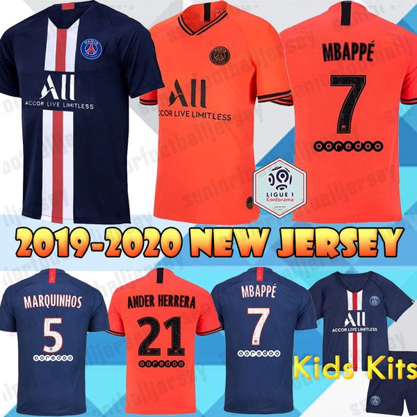 

19 20 p g jer ey mbappe marquinho gana jer ey cavani verratti pari jer ey thailand home away men kid kit football hirt 2020, Black;yellow