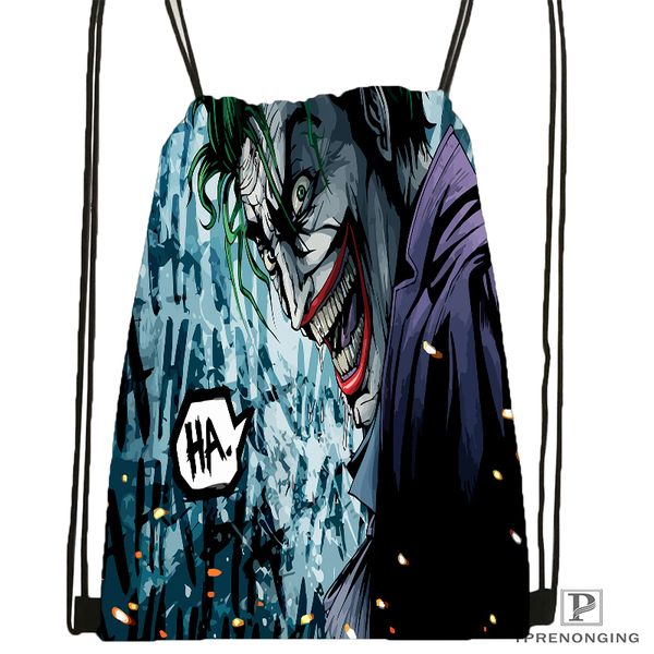 

custom joker dark knight drawstring backpack bag for man woman cute daypack kids satchel (black back) 31x40cm#180531-01-23