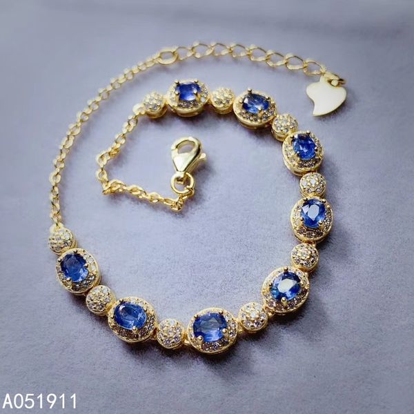 

kjjeaxcmy fine jewelry natural sapphire 925 sterling silver new women hand bracelet support test classic, Golden;silver