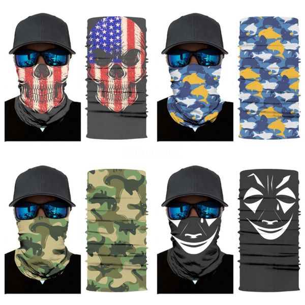 

magic skull scarf outdoor neck er gaiter tube headwear bandana face scarves sport tube uv face dust scarves workout skull scarf#441, Blue;black