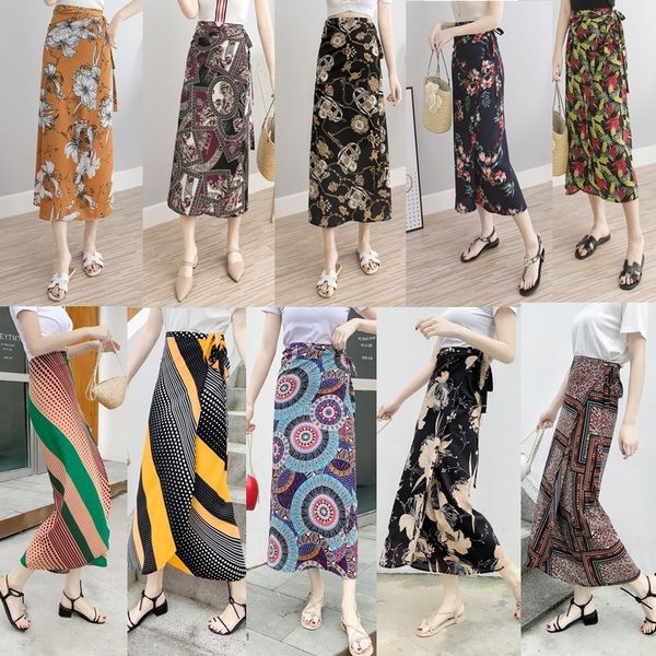 

шифон пакет хип юбка женщина половина тела юбка длинная сбоку вентиляционное отверстие кусок типа chalaza высокая яо сяньшоу печати шаг летн, Black