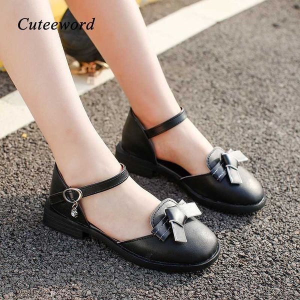

children's sandals 2020 spring and summer new bow leather girls princess shoes soft comfortable kids sandals girls shoes 26-36, Black;red