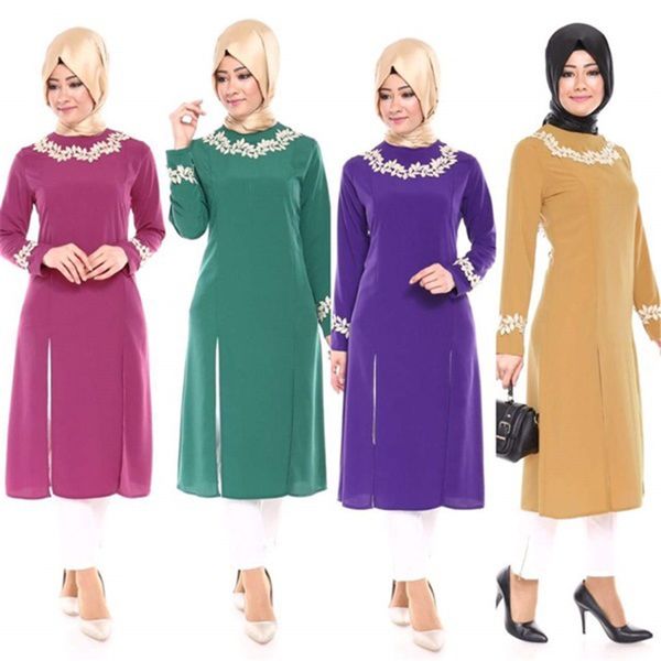

fashion lady large size muslim turkey split the fork women's shirt dress islamic abaya jilbab middle east maxi dress new, Red