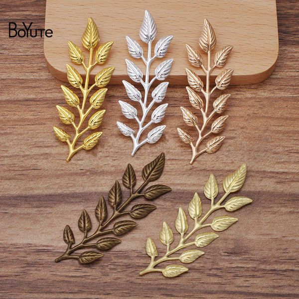 

boyute (100 pieces/lot) 19*64mm metal brass stamping leaf jewelry accessories diy hand made materials wholesale, Blue;slivery