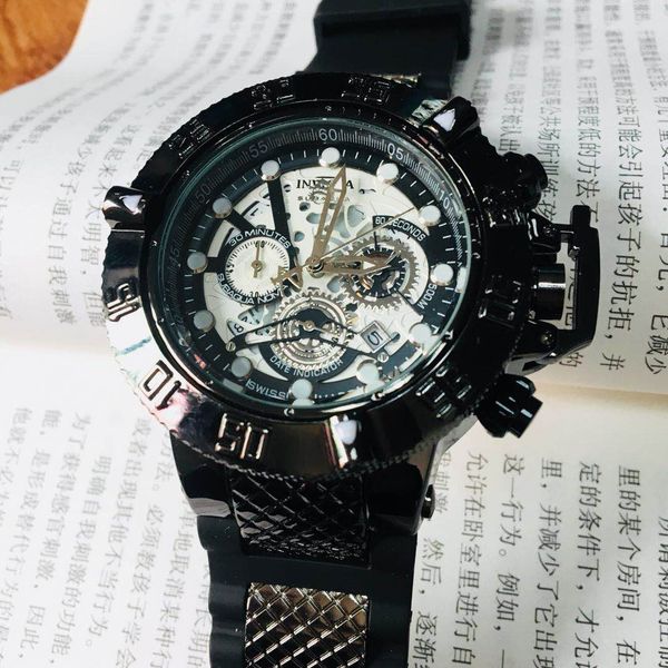 

INVICTA роскошные мужские часы Спорт на открытом воздухе кварцевые часы 52 мм большой циферблат все функции работают Бесплатная доставка