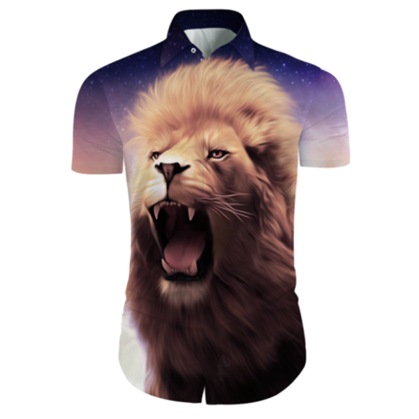

kissqiqi 3d printed short sleeve shirt lion european and american style men's mhort sleeve shirt maximum size 5xl, White;black