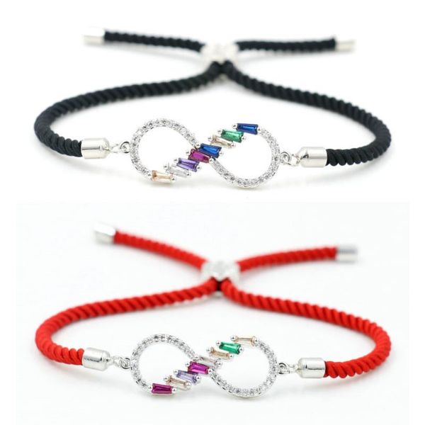 

infinity bracelet women silver color crystals zircon rope adjustable bracelets for women girls kids jewelry red thread bracelet, Golden;silver