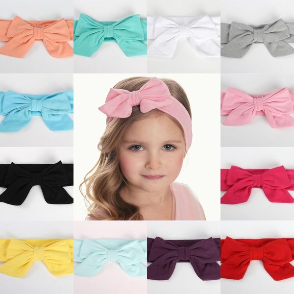 

baby double layer big bowknot headwrap girls hair band infant cotton headband 12 colors child kids hair accessories, Slivery;white