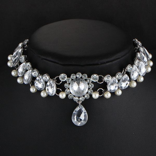 

europe the united states style classic alloy crystal plated pendant short necklace fashion women jewelry great gifts, Silver