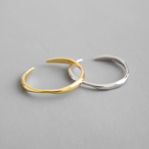

100% 925 sterling silver ring 2019 gold irregular wavy lines rings for women small ring anillos plata 925 para mujer bague femme, Golden;silver