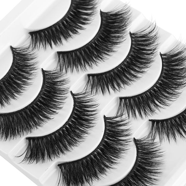 

new 5 pairs/pack 6d soft mink hair false eyelashes natural/thick long eye lashes wispy makeup beauty extension tools wimpers