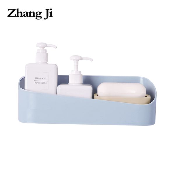 

zhangji bathroom kitchen no drill abs traceless shelf rack self adhesive wall storage box bathroom accessory