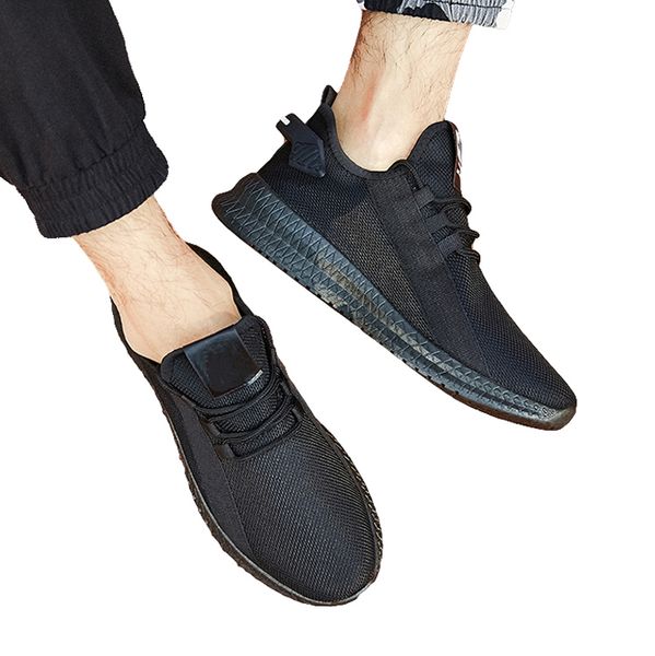 

discount mens shoes autumn 2020 new shoes men breathable tide shoes wild shoe cushion sports and leisure net men's running, Black