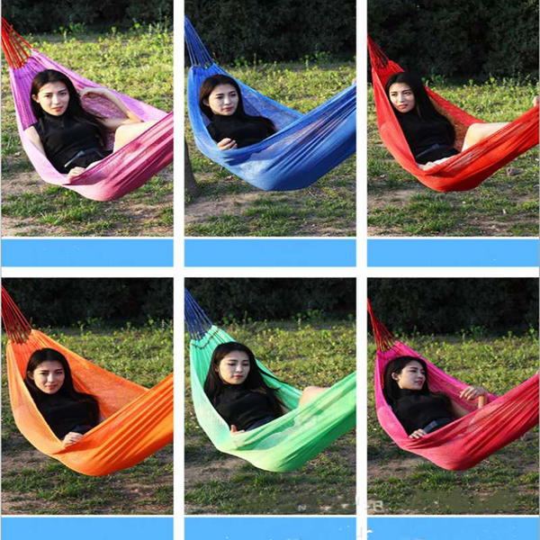 

portable ice silk hammock outdoor play leisure hammock garden home travel camping swing stripe hanging bed