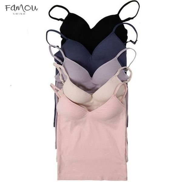 

us warehouse woman clothes women adjustable strap built in bra padded bra modal tank camisole cami drop shipping, White