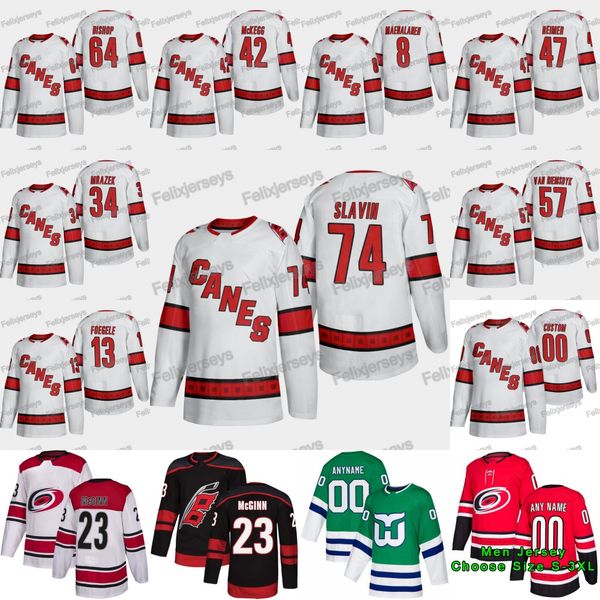 

74 Jaccob Slavin 2019-20 Carolina Hurricanes Saku Maenalane Trevor van Riemsdyk Clark Bishop Greg McKegg James Reimer Petr Mrazek Jersey