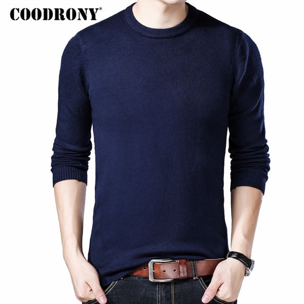 

coodrony men sweater casual o-neck slim fit pullover men clothes 2018 autumn winter thick warm mens sweaters knitwear pull homme, White;black