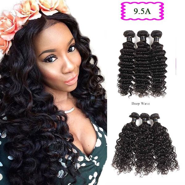 Brazilian 3 Bundles Hair Extensions Weft Deep Wave Hair Weave Bundles 100 Loose Deep Wave Human Hair Wefts One Human Hair Weft Human Hair Weft