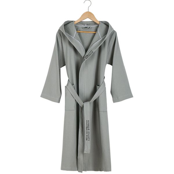 

five-star l bathrobe men hooded 100% cotton men's robe summer thin couples bride wedding men bath robe male dressing gown, Black;brown
