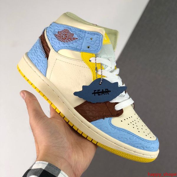 

new high mid fearless 1s basketball shoes fear blue brown women mens designer sport sneakers baskets de marque trainers schuhe 36-45