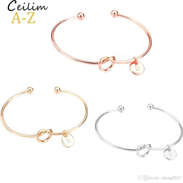 

26 letter rose gold silver gold love knot bracelet bangle girl will you be my bridesmaid jewelry personality round pendant chain bracelets, Black