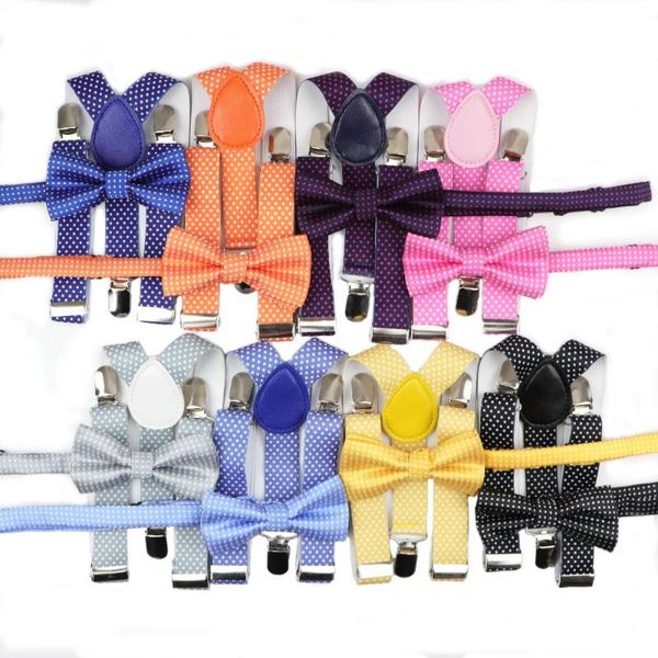 

дети ремень боути комплект мальчиков устанавливает полиэстер подтяжки y-обратно подтяжки точка галстук-бабочка регулируемый эластичный костю, Black