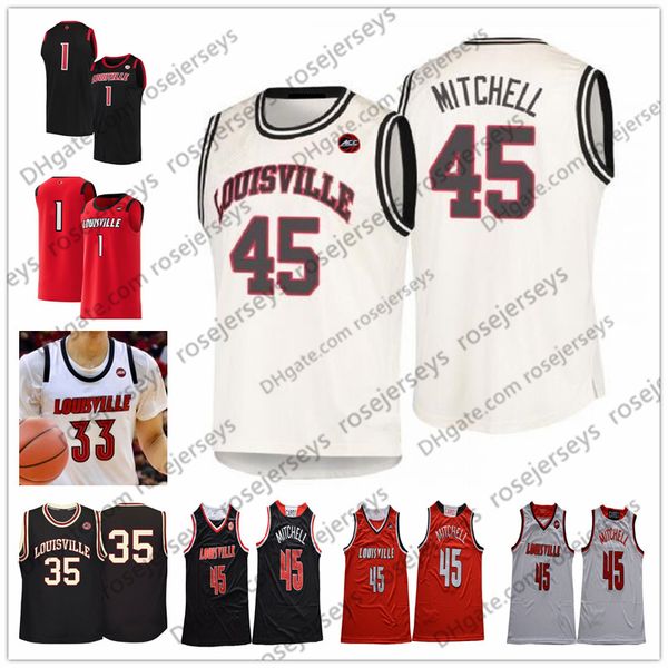 

2020 louisville college basketball #0 terry rozier iii damion lee 22 deng adel 35 darrell griffith 45 mitchell retro donovan ncaa jerseys, Black