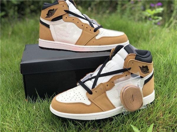 

2020 1 high og rookie of the year 1s gold harvest black basketball shoes men 555088 -700 authentic real leather sneakers size 7 -13