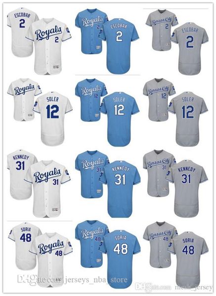 

custom men women youth kc royals jersey #2 alcides escobar 31 ian kennedy 12 jorge soler 48 joakim soria baseball jerseys, Blue;black