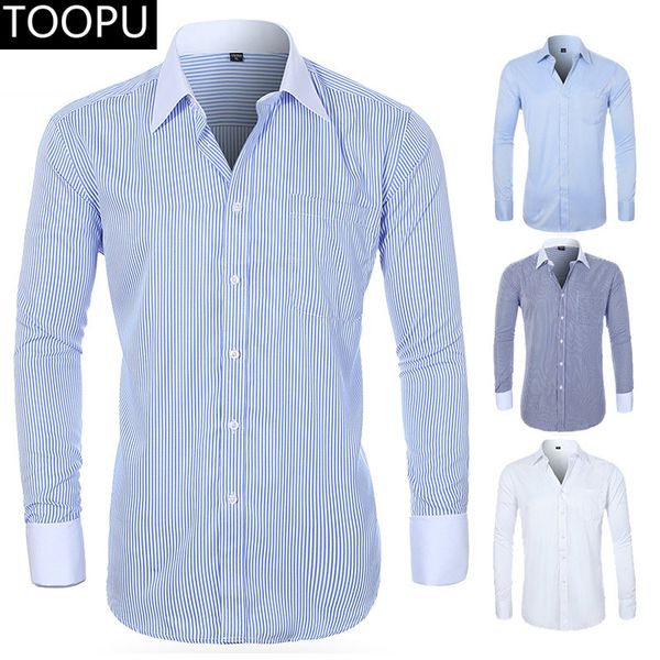 

мужские французские запонки плюс размер рубашки платье рубашки мужчины полоса отложной воротник мужские рубашки высокого качества, White;black