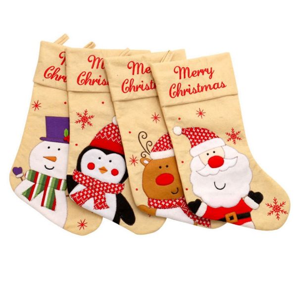 

1pc cartoon christmas stocking christmas gift bag for new year cute boot shape decoration socks ornaments supplies