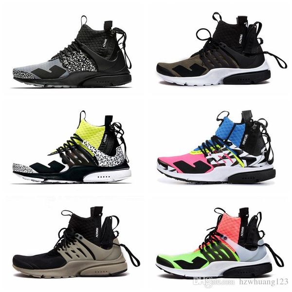 

2018 presto mid acronym racer pink running shoes men volt olive bamboo athletic shoes sneaker boots trainers with zipper 5 color 40-45
