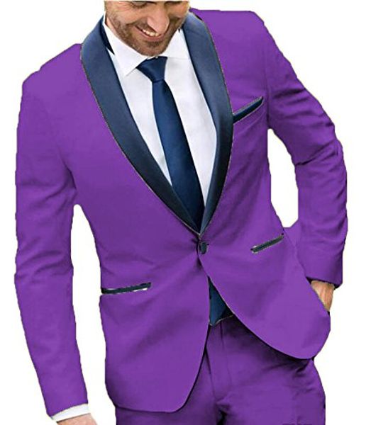 

customize one button purple groom tuxedos shawl lapel men suits 2 pieces wedding/prom/dinner blazer (jacket+pants+tie) w675, Black;gray